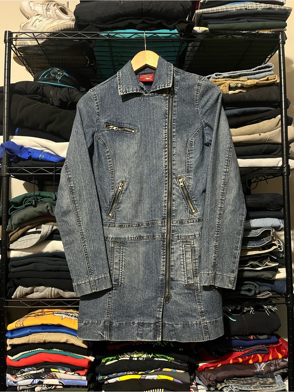 Roxy Women's Blue Long Denim Moto Jacket